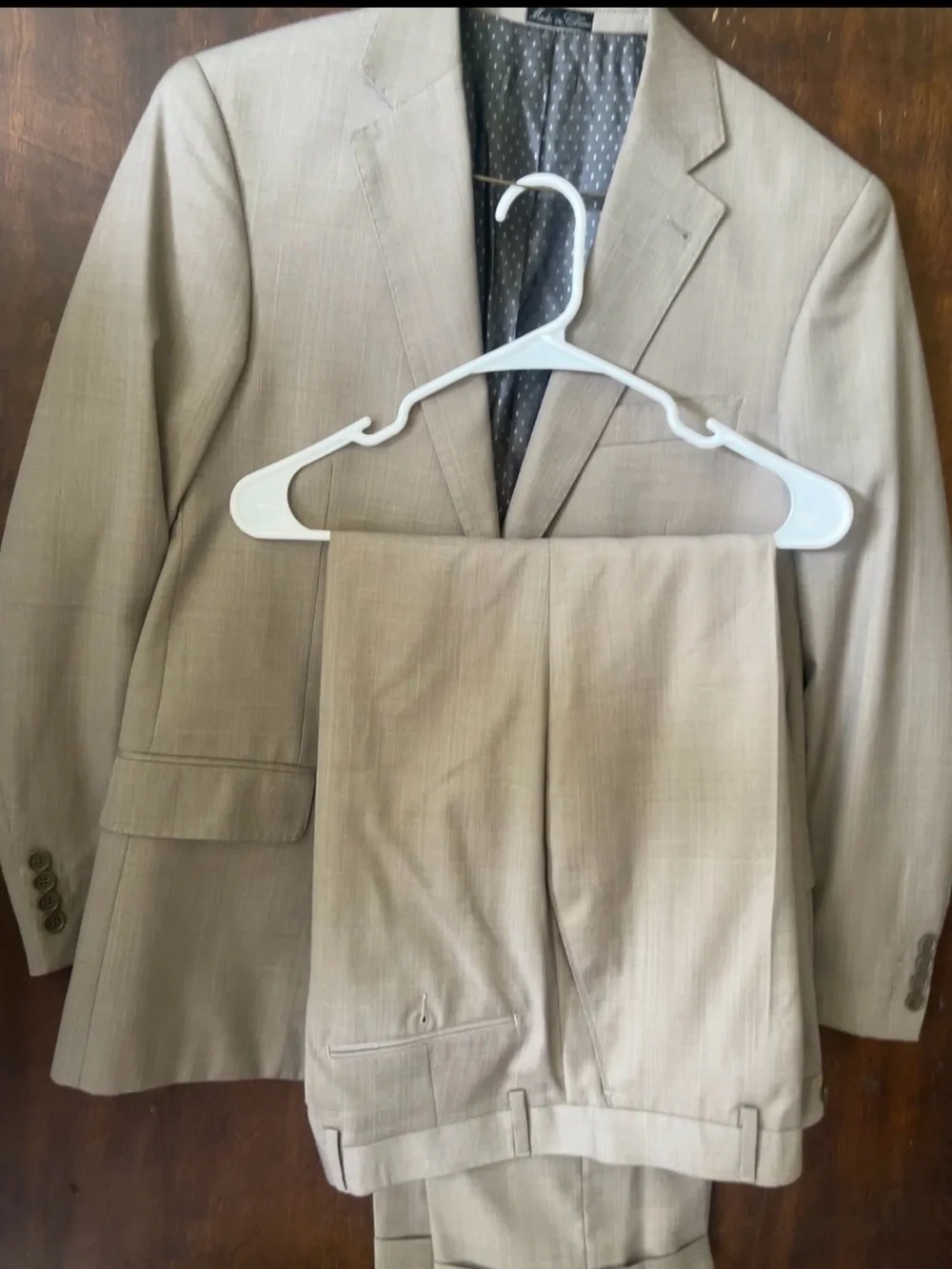 Evan Picone Light Beige Men's Suit Blazer & Trousers